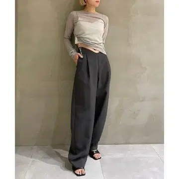 하이 웨이스트 테이퍼드 팬츠 루 쉘 블루