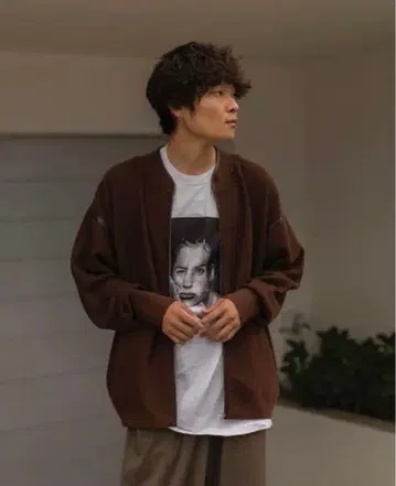 요크 립 니트 집업 블루종 가디건 사이즈 2