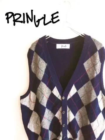 D221135 70s-80s PRINGLE 아가일 무늬 니트 베스트