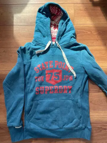 SUPERDRY 후드 부착 후드티 파랑