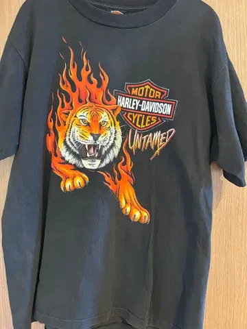 90's Harley-Davidson Tiger Flame 티셔츠 L