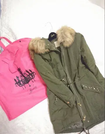 Rady 카키 모즈 코트 퍼 후드