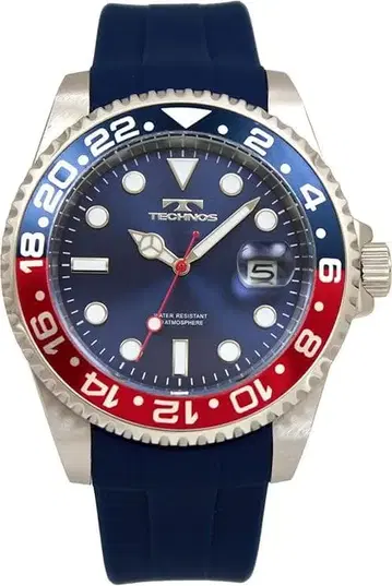 테크노스 손목시계 데이트 100주년 모델 T6C28NR 남성용 블루