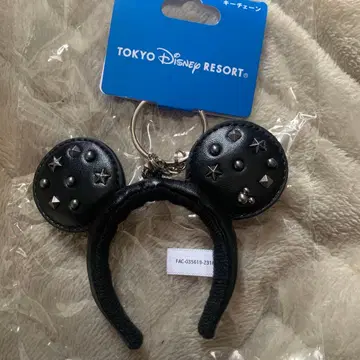 디즈니 머리띠 키링 미키 스터드 장식 블랙 키체인