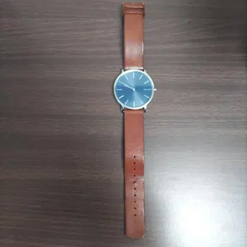 SKAGEN 손목시계 천연 가죽 밴딩 파랑 다이얼