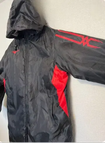 Mizuno 풀 집업 롱 자켓 블랙/레드