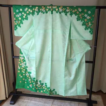 신무용 춤 기모노 그린 컬러 벚꽃