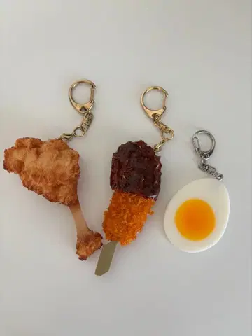 식품 샘플 키링 치킨 삶은 달걀 꼬치 커틀릿 세트