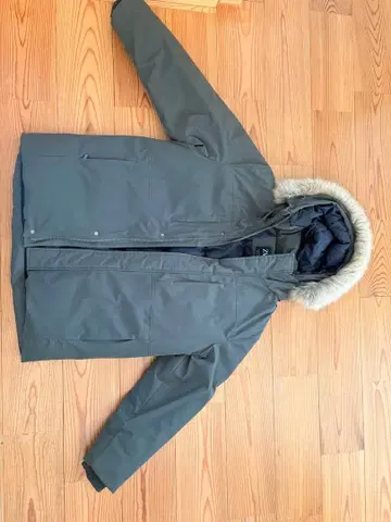 ZARA 자라 다운 자켓 퍼 포함 카키