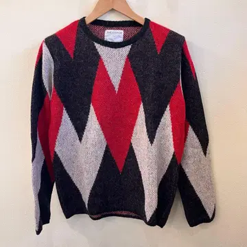 THE EDITOR 니트 아가일 50s 로카빌리 크림 소다