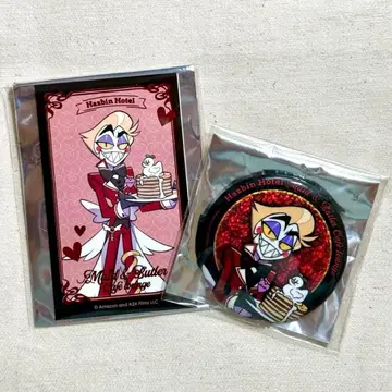 해즈빈 호텔 애니메이트 카페 루시퍼 캔뱃지 & 금박 카드
