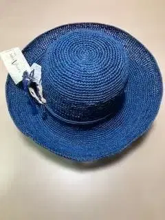 산알시데 FUNNYHAT 잉크 블루 라피아햇 (리본 포함)