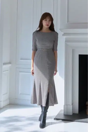 Houndstooth Belted Mermaid Dress 하립투