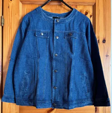 빅 사이즈 노카라 데님 G 재킷 새상품 4L