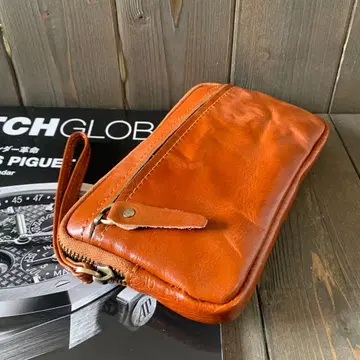 A42 아르헨티나 가죽 천연 가죽 세컨드 백 지갑 클러치 브라운 브라운