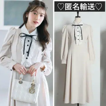 리본 & 러플 레이스 포함 백 레이스업 셔츠 원피스 토코 클로젯