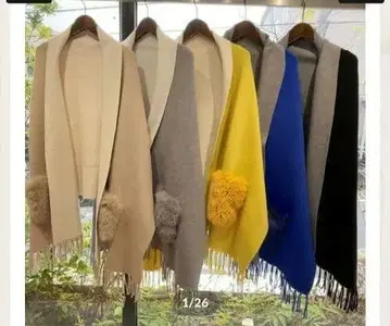 스톨 포켓 퍼 판초 피아체레