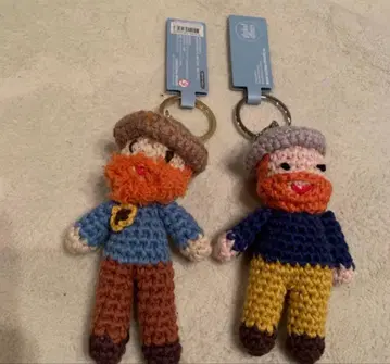 도쿄 미술관 고흐전 고흐 테오 뜨개질 인형 마스코트 키링