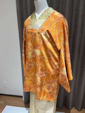 대형 카틀레야 앤티크 도오리 하오리 탁한 오렌지 올 패턴 새상품급