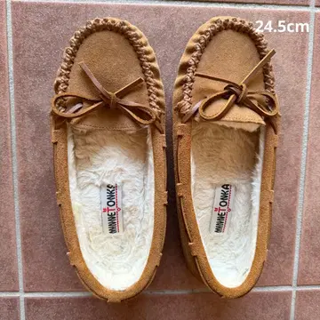 미네통카 24.5cm 모카신 브라운 베이지 카멜 MINNETONKA