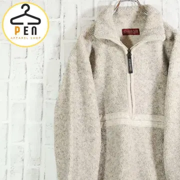 [ 레트로 구제 의류 ] 하프 집업 보아 블루종 복슬복슬 오버 사이즈 L