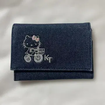 키티 자수 데님 명함지갑 카드 케이스 헤이세이 레트로 산리오