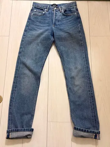 A.P.C. 데님 팬츠 청바지 스트레이트 블루 25인치 빨간색 귀