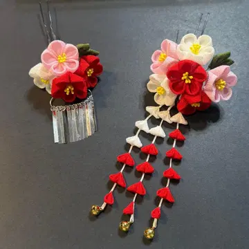 시치고산 머리 장식 츠마미자이쿠 3세 7세 기모노 졸업식 비라 장식