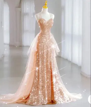 핑크 골드 콘테스트 드레스 (드레인 포함)