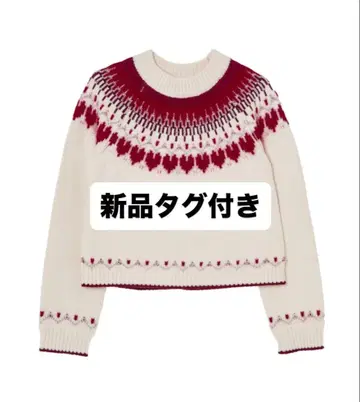 [ red ] Heart Fair Isle Knit Pullover