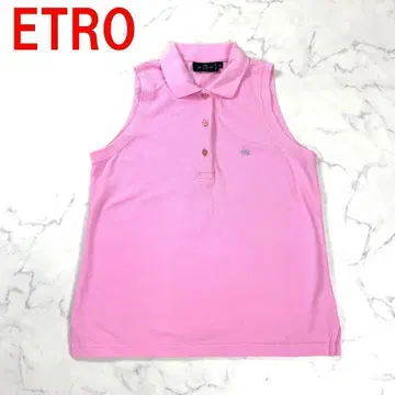 A4260 에트로 슬리브리스 피케 셔츠 면 원포인트 자수 핑크 XL