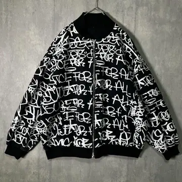 덕 스트릿 레터 올 패턴 블루종 코튼 아카이브 블랙 화이트