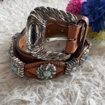 TONY LAMA 터콰이즈 웨스턴 콘초 벨트