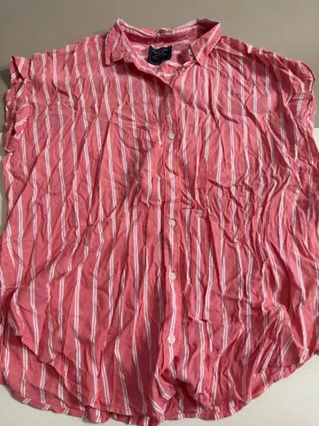 Abercrombie & Fitch 반팔 셔츠 M 핑크 스트라이프