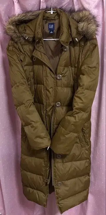 가격 인하 GAP 퍼 후드 롱 다운 코트 M 브라운