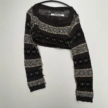 PERVERZE 크롭 니트 긴팔 다크 그레이