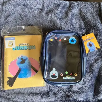 PUPPET SUNSUN 캐릭터 파우치 네이비 접이식 거울