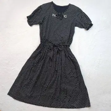 인게보르크 INGEBORG 롱 원피스 도트 무늬 리본 포함 프리