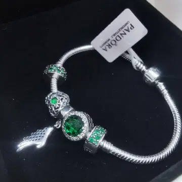 판도라 실버 925 그린 비즈 팔찌