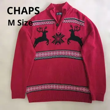 새상품급 CHAPS 노르딕 무늬 니트 스웨터 M 구제 의류 코튼 100%