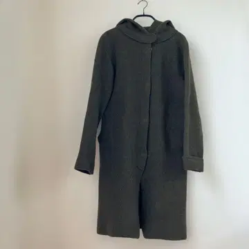 evam eva 후드 부착 롱 코트 다크 올리브