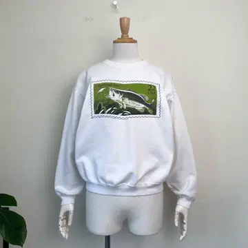 80s USA제 USPS 버스 낚시 우표 맨투맨 빈티지