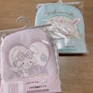 위시미멜 뚜껑 포함 수납 박스 원형 아베일 산리오 2개 세트