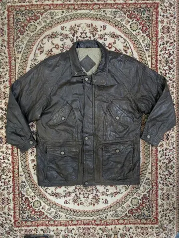 유로 빈티지 다크 브라운 가죽 카 코트