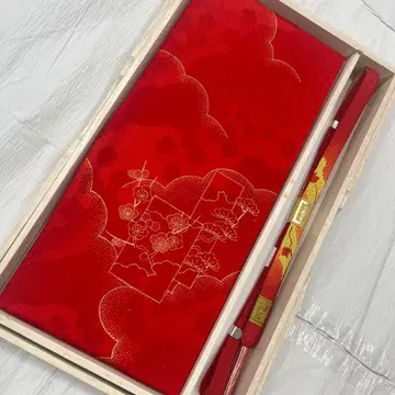 7382 미사용품 빨간색 오비매듭 오비올림 세트 순수 실크