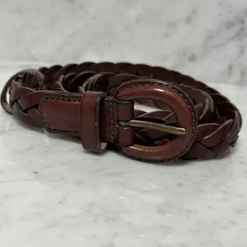 새상품급 Leather 천연 가죽 벨트 브라운 메쉬 벨트 뜨개질