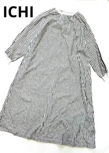 [새상품급] ICHI 이치 린넨코튼 스트라이프 롱 원피스