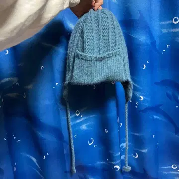 귀도리 니트 모자 이어플랩 니트캡 비니 플라이트 블루