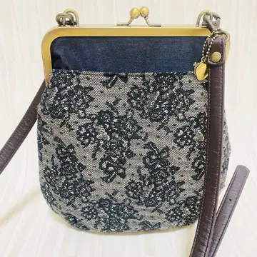 새상품급 AYANOKOJI 포켓 달린 가마구치 플랫 숄더백 레이스