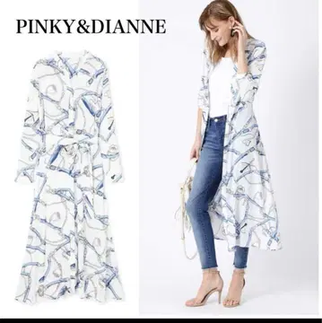 미사용품 핑키앤다이안 마린 스카프 롱 소프트 셔츠 원피스